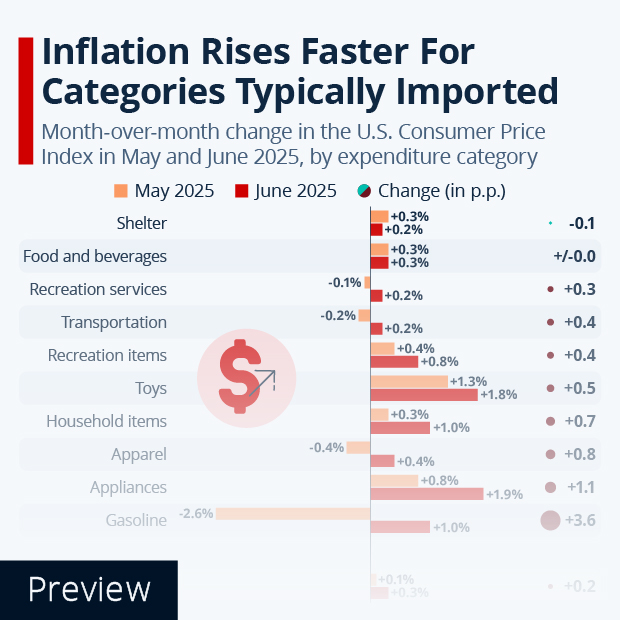 Inflation Rises Faster For Categories Typically Imported - Infographic